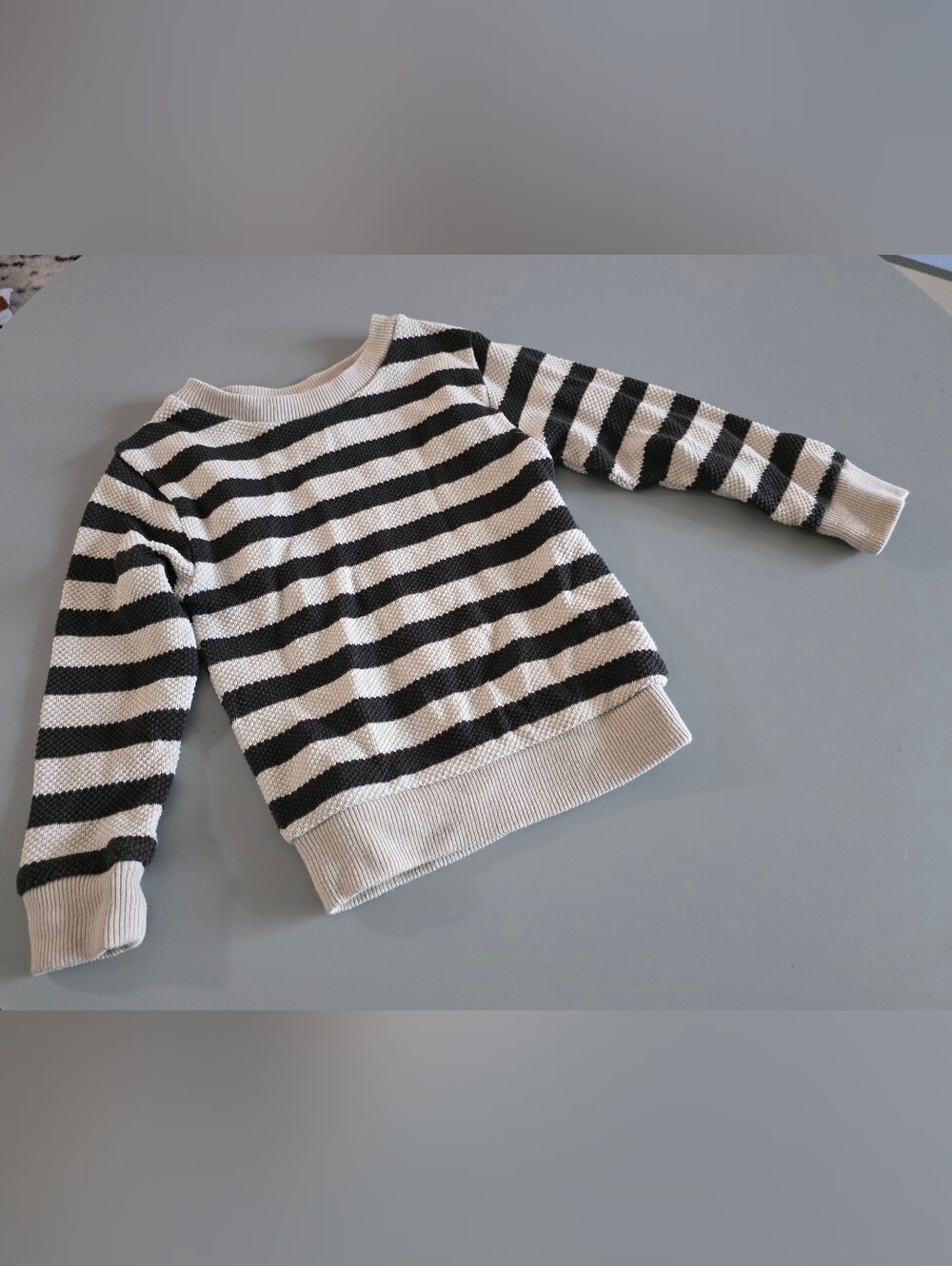 Striped Black and Cream Kids Boys Knit Sweater 2ans